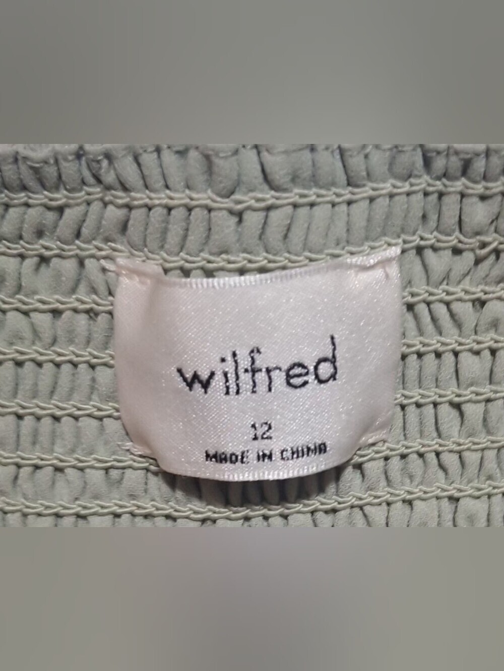 Size 12 Wilfred Sage Green Smocked Square-Neck Mini Dress - Picture 5 of 5